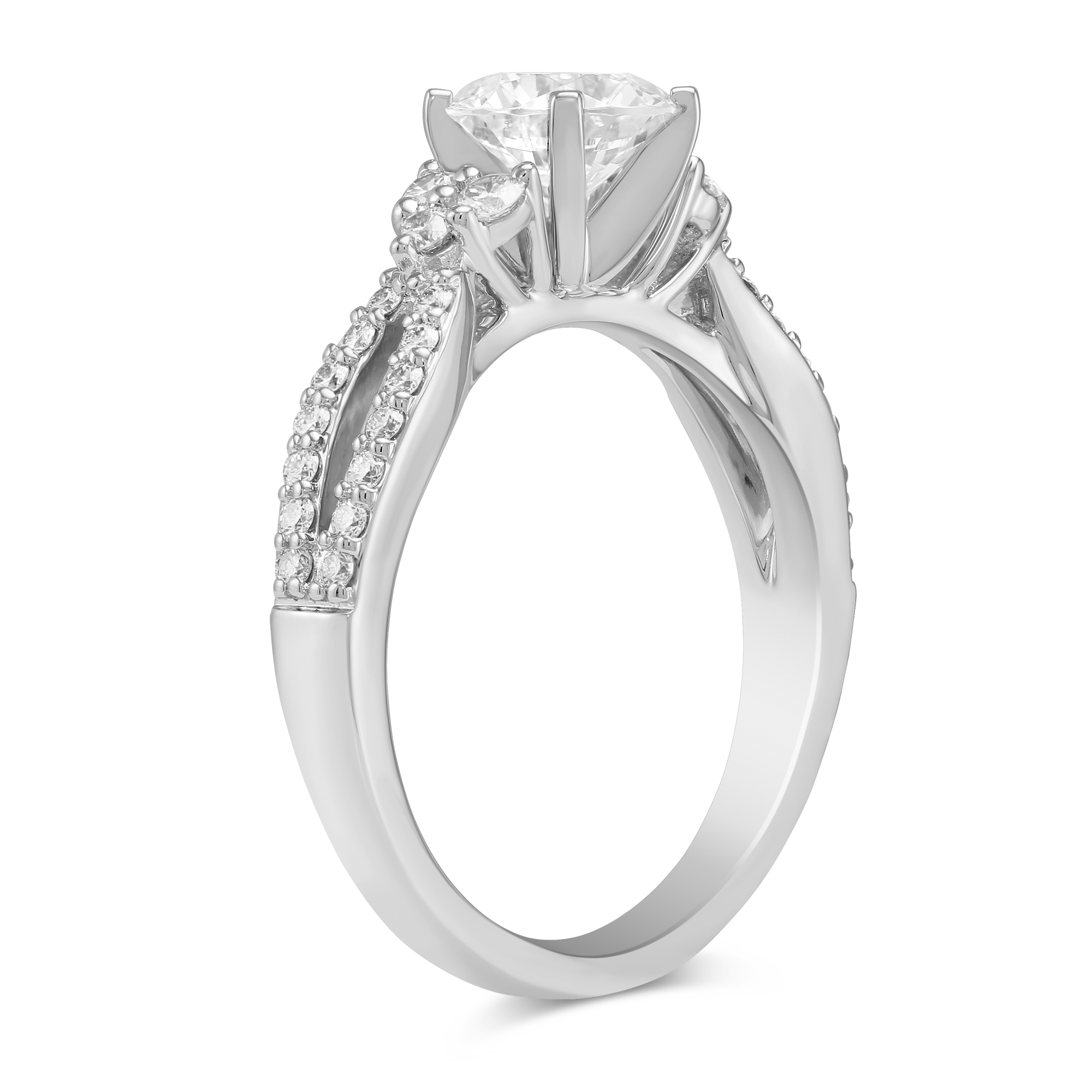 14K White Gold Open Shank Diamond Ring Setting