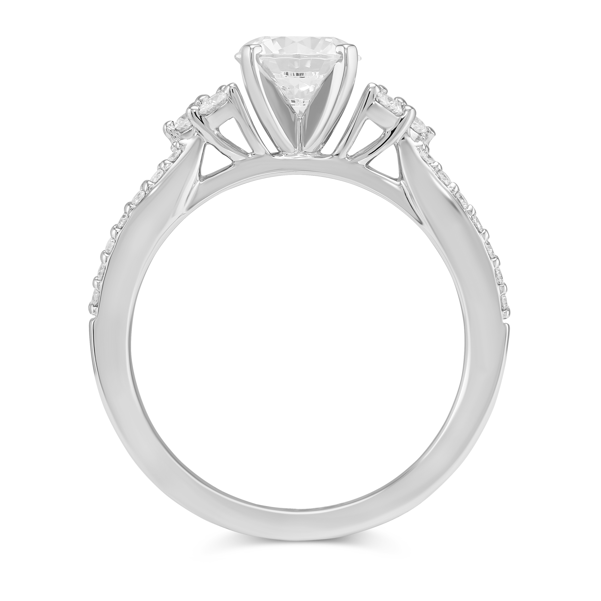 14K White Gold Open Shank Diamond Ring Setting