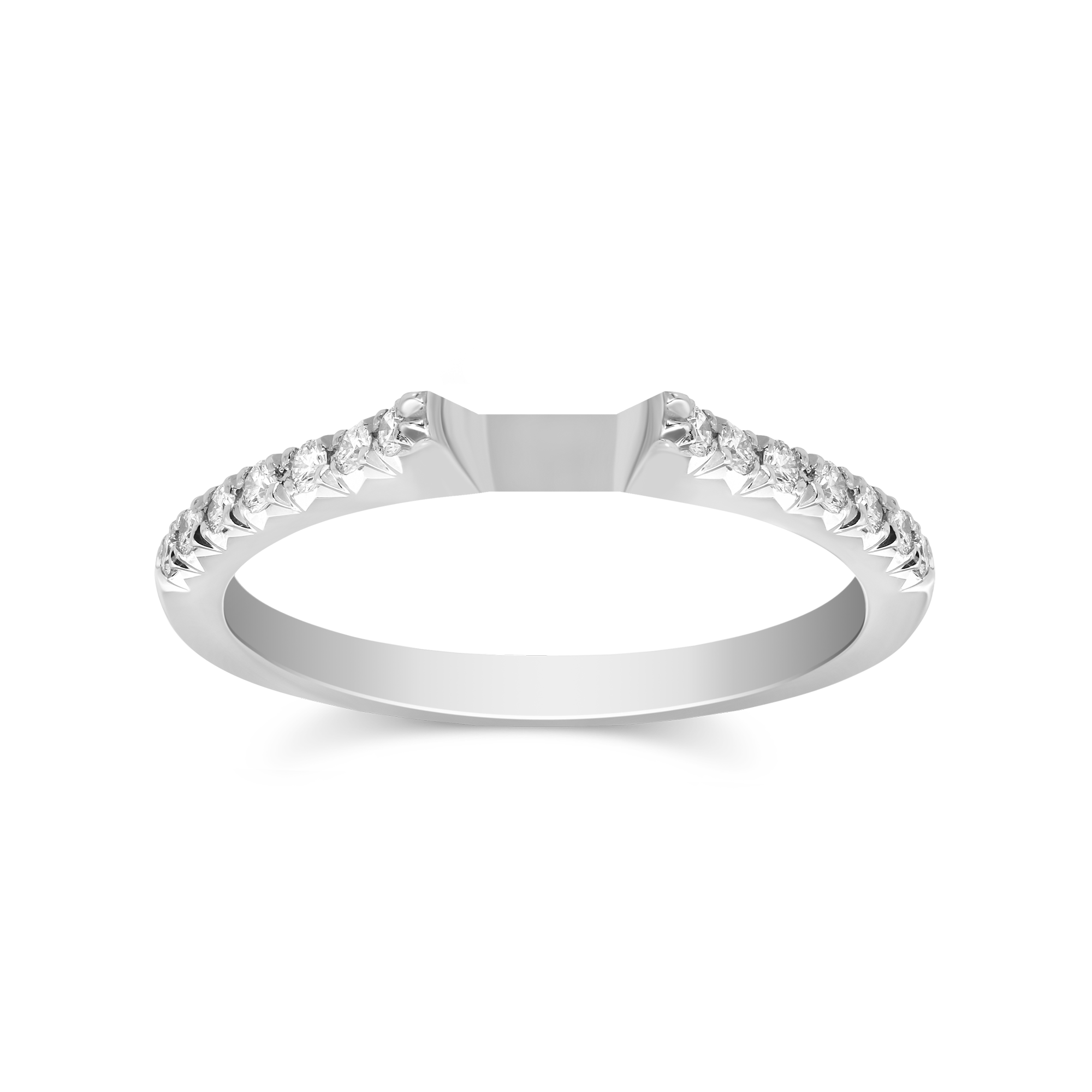 18K White Gold Petite Flush Fit Diamond Ring Setting, 0.17cttw