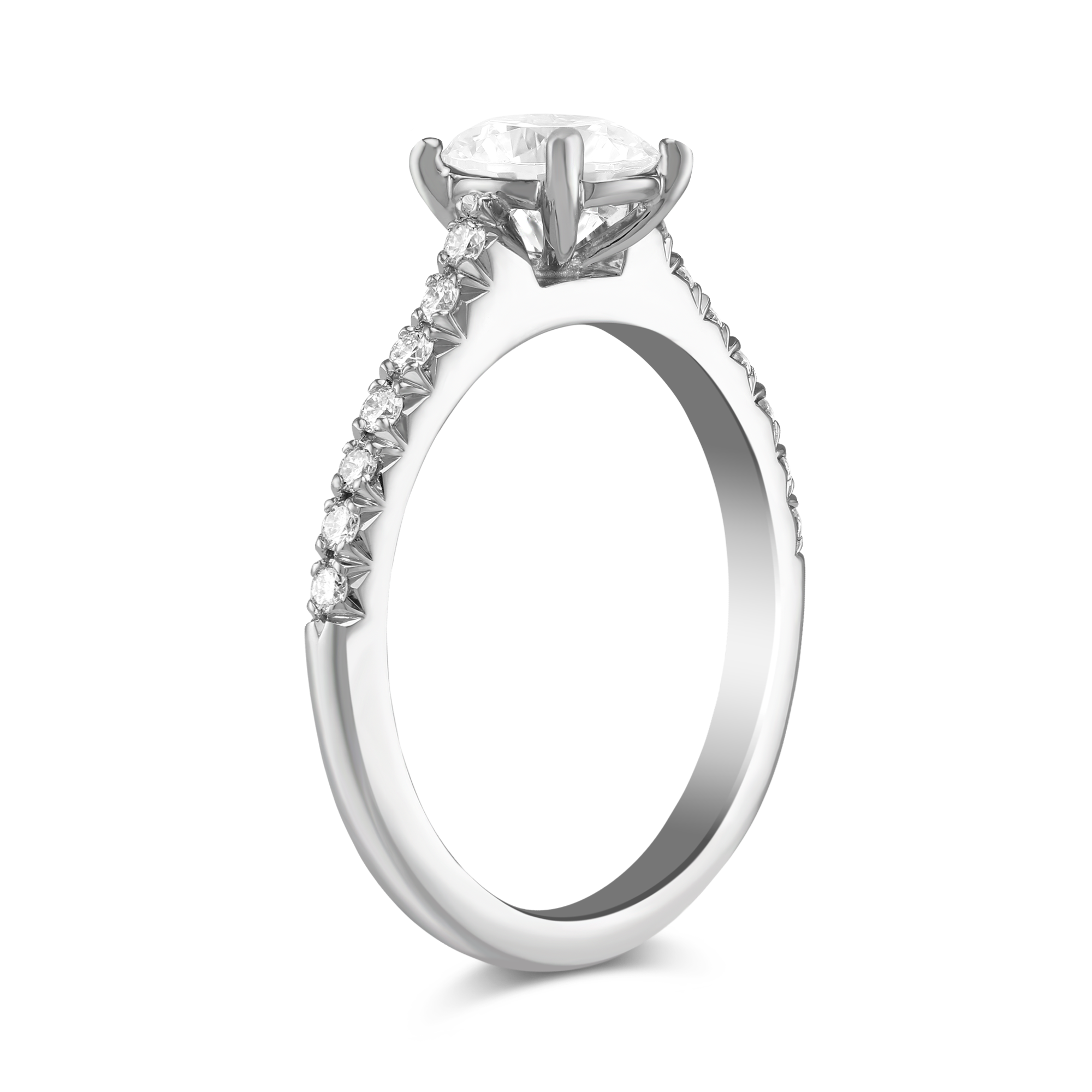 18K White Gold Petite Flush Fit Diamond Ring Setting, 0.17cttw