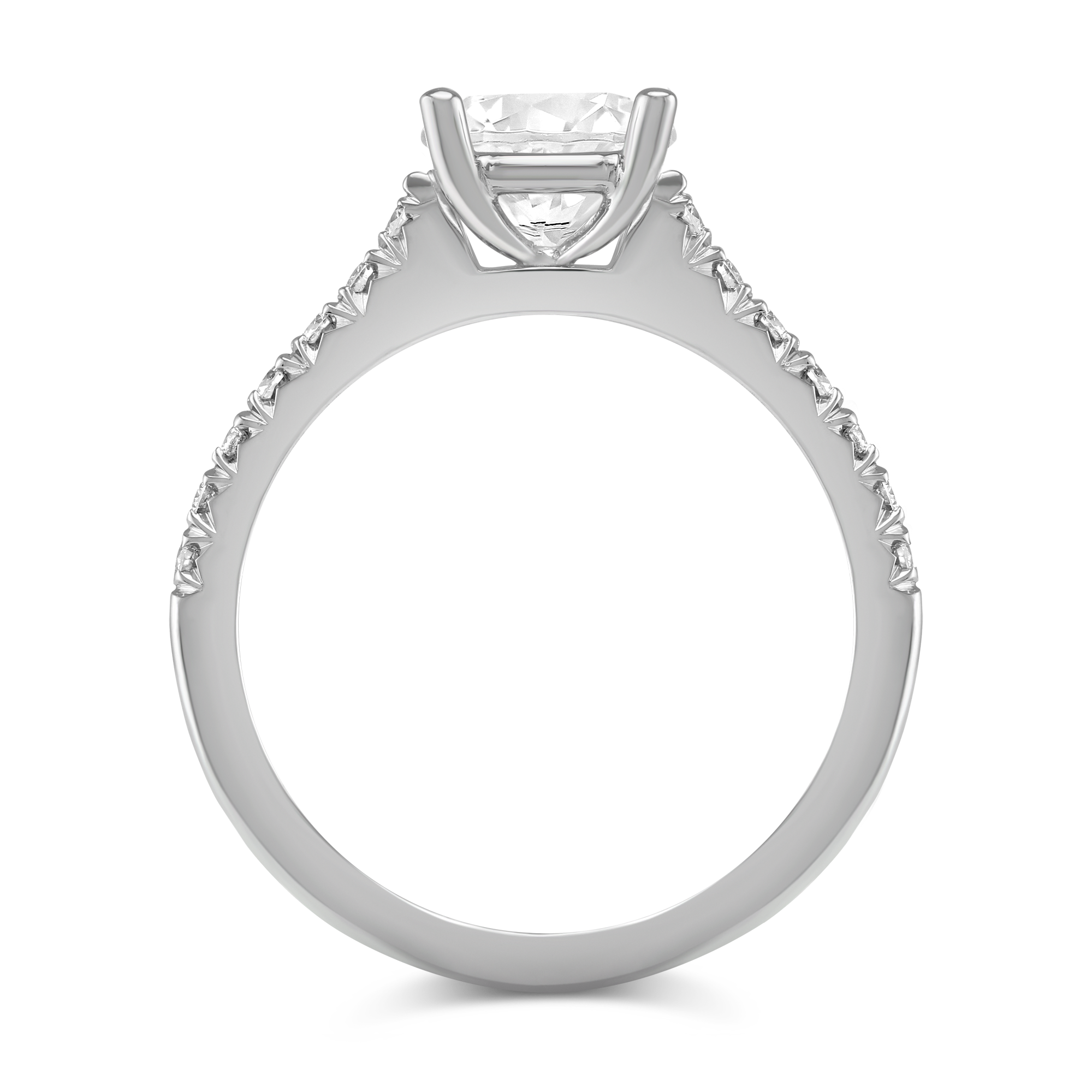 18K White Gold Petite Flush Fit Diamond Ring Setting, 0.17cttw