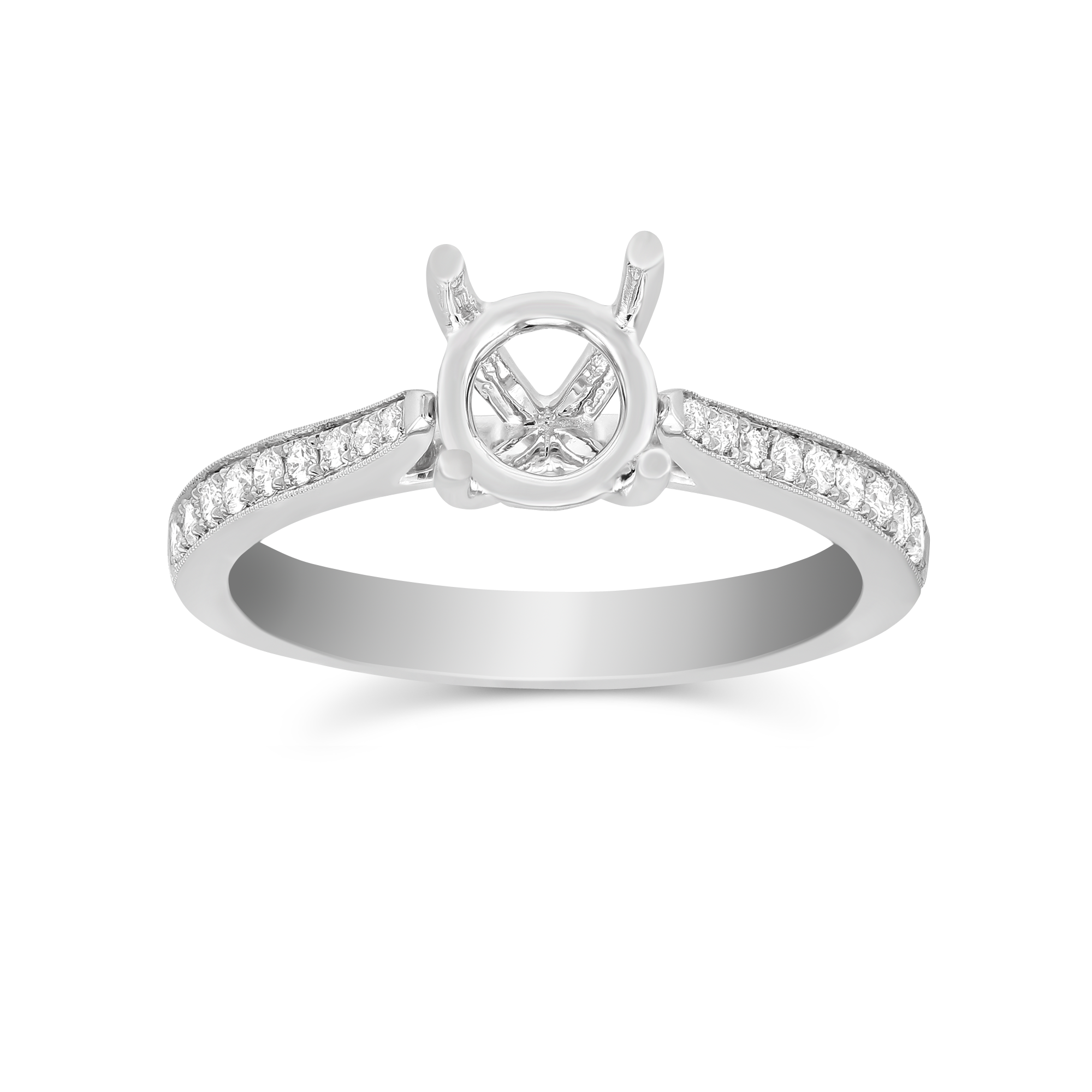 White Gold Prong Set Round Diamond Ring Setting