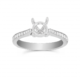 White Gold Prong Set Round Diamond Ring Setting, Size 6.5