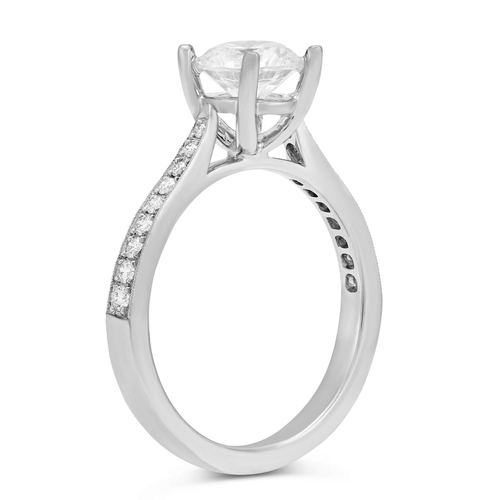 White Gold Prong Set Round Diamond Ring Setting