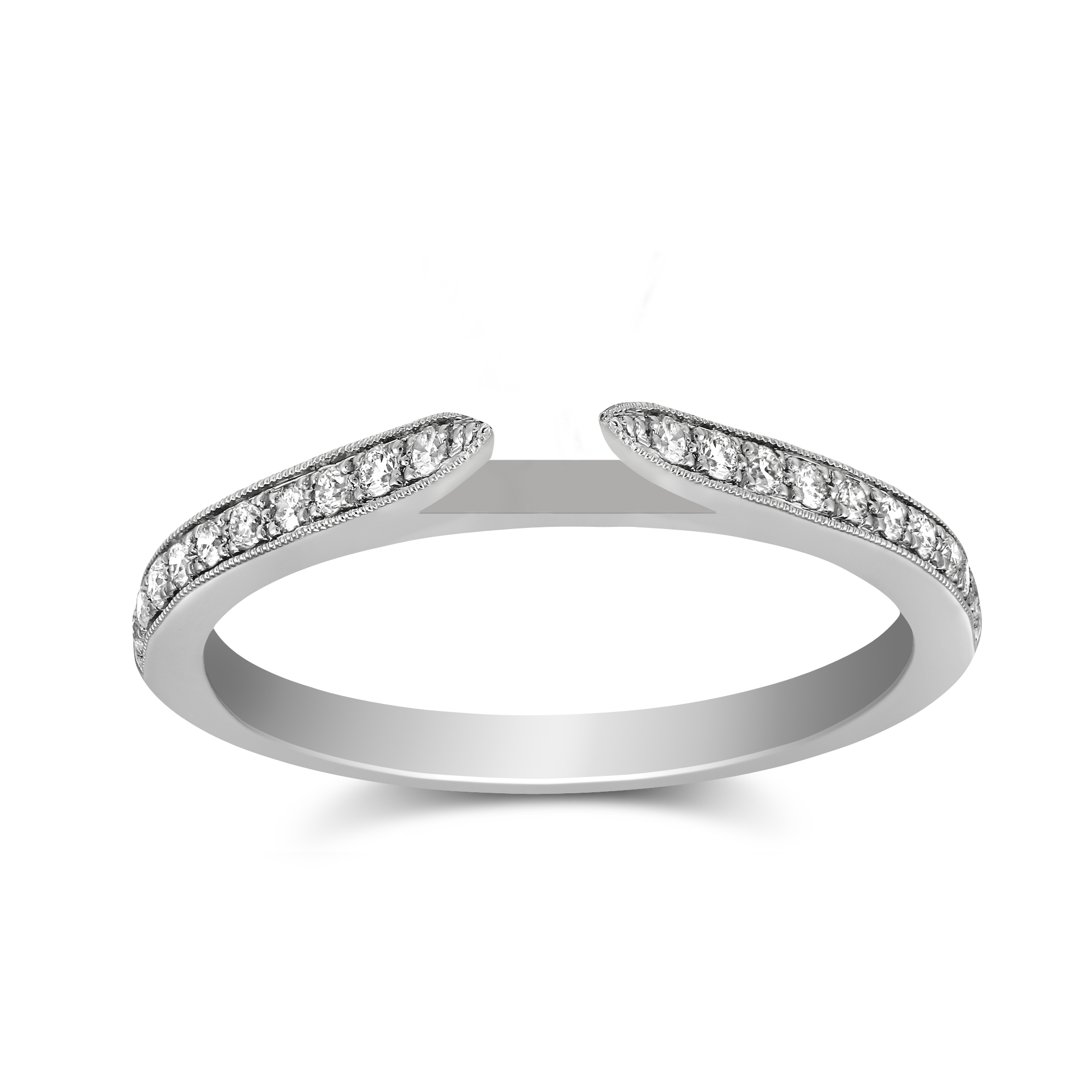 White Gold Prong Set Round Diamond Ring Setting With Tapered Shoulders