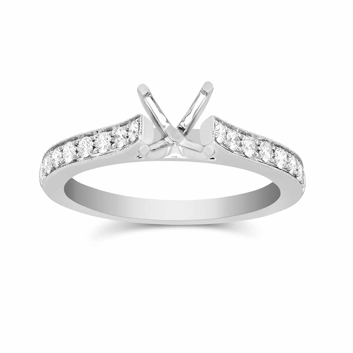 White Gold Prong Set Round Diamond Ring Setting