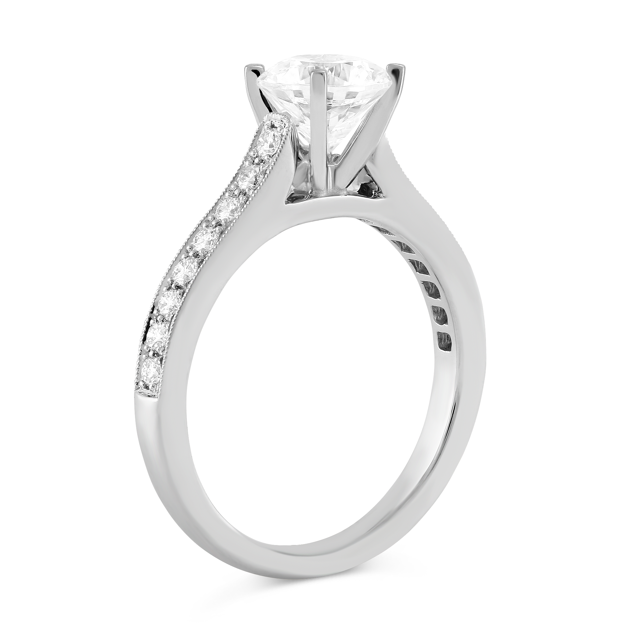 White Gold Prong Set Round Diamond Ring Setting