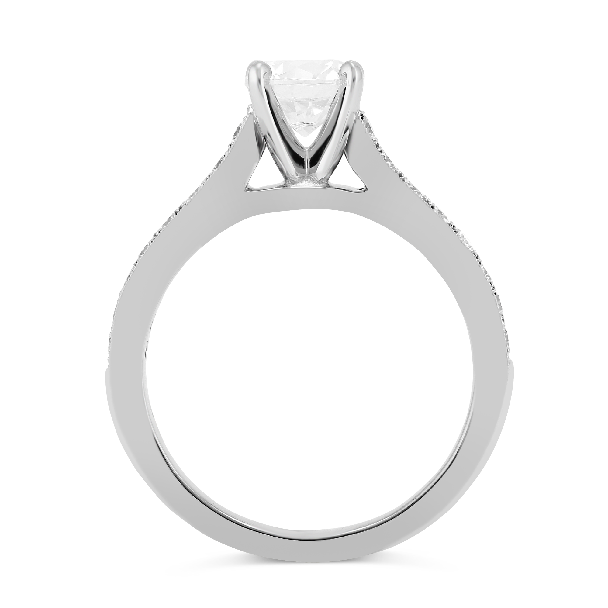 White Gold Prong Set Round Diamond Ring Setting