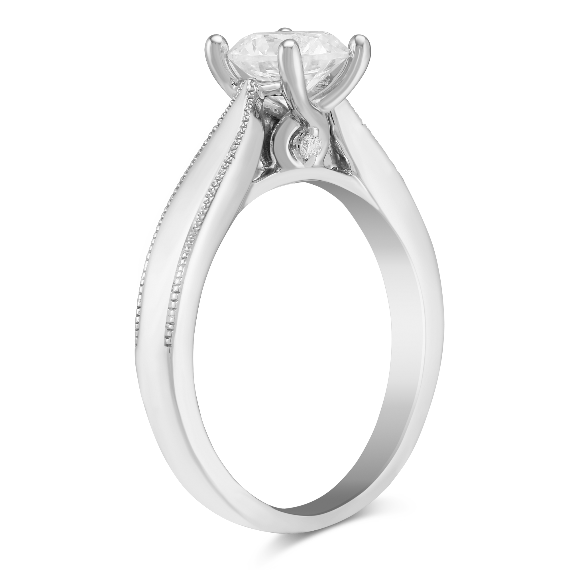 White Gold Milgrain Edge Solitaire Ring Setting