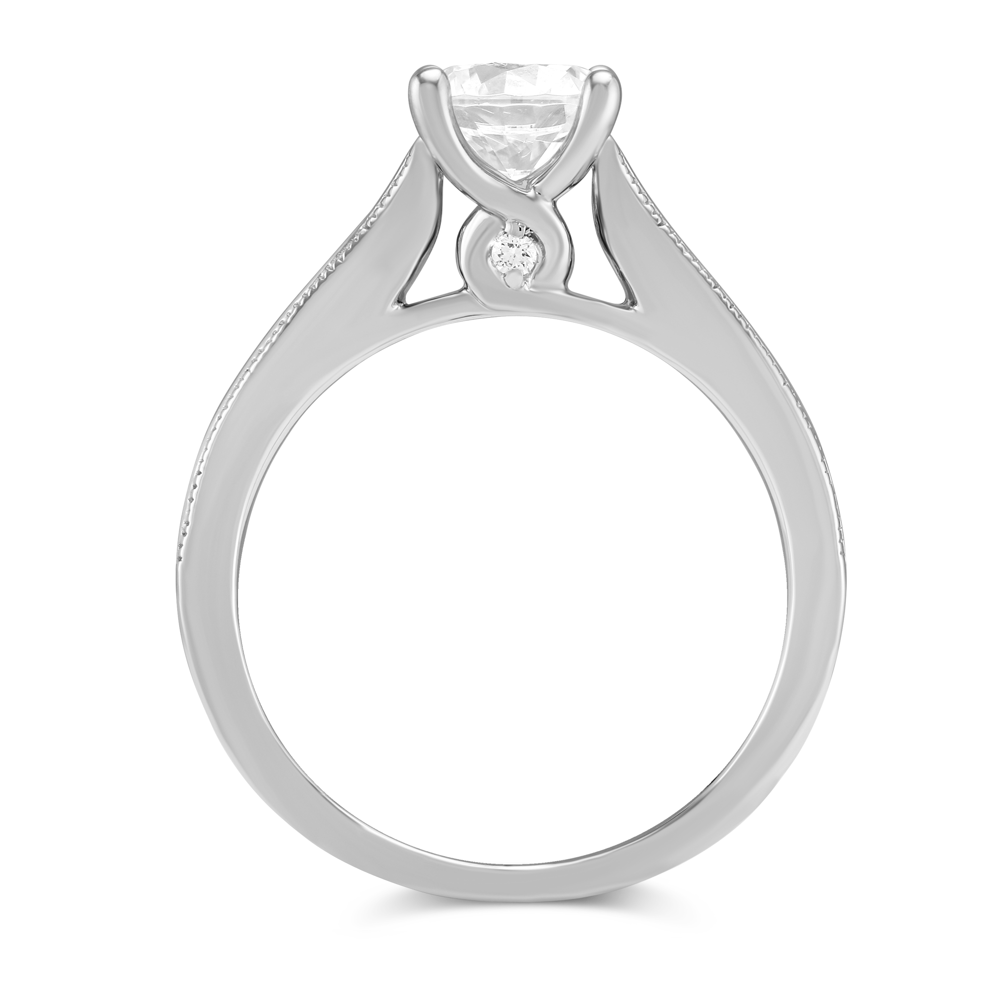 White Gold Milgrain Edge Solitaire Ring Setting