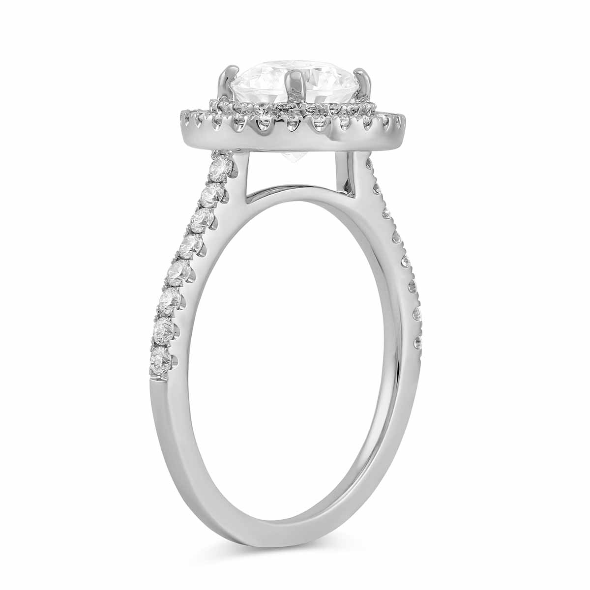 18K White Gold Prong Set Round Diamond Double Halo Ring Setting