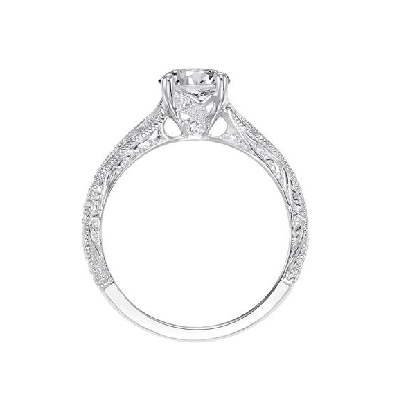14K White Gold Prong Set Halo Engagement Ring Setting