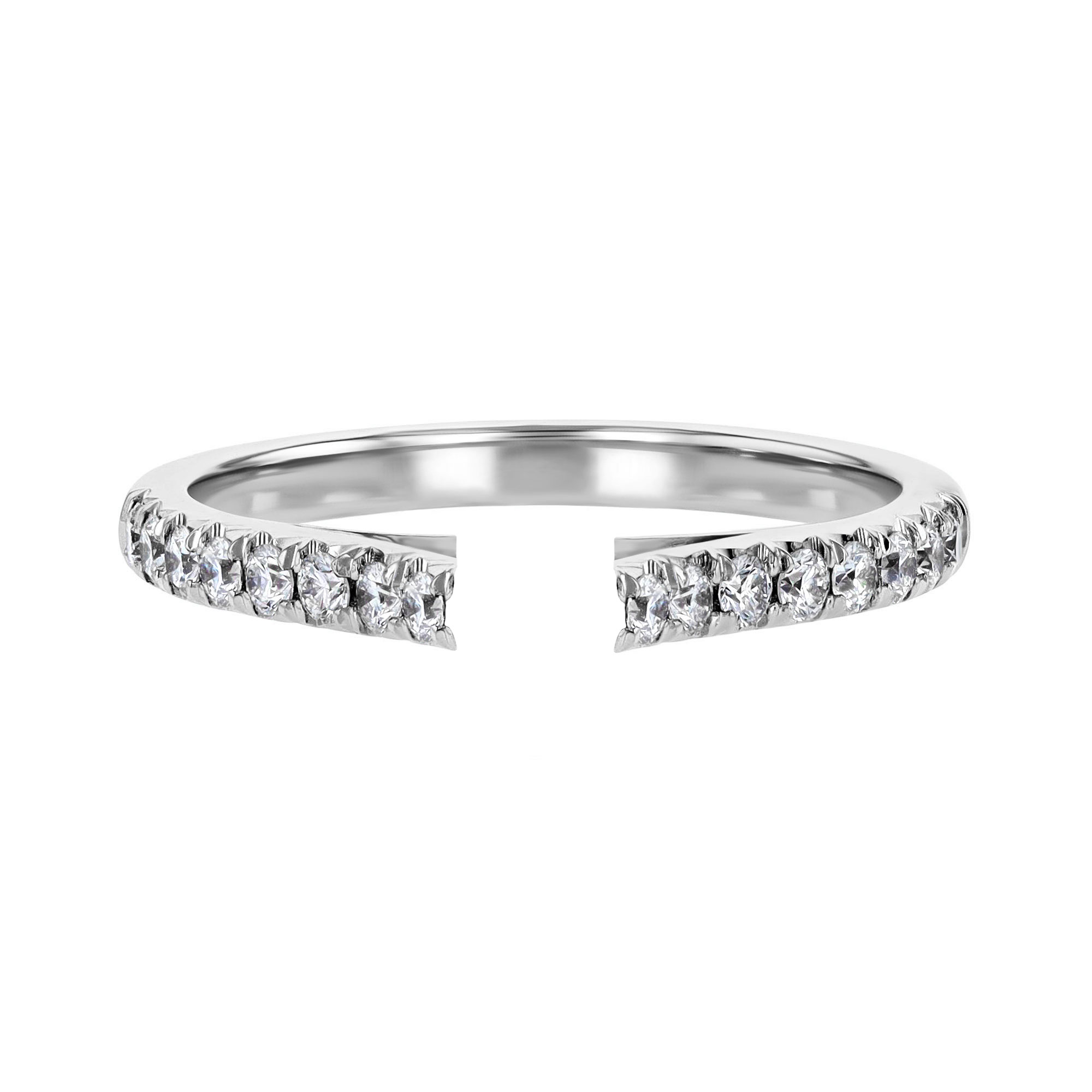 White Gold French Pavé Diamond Side Stone Engagement Ring Setting