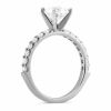 White Gold Petite Shared Prong Set Round Diamond Ring Setting