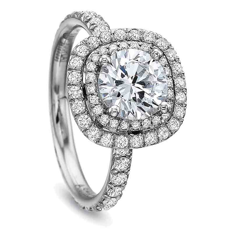 18K White Gold Double Halo Ring Setting