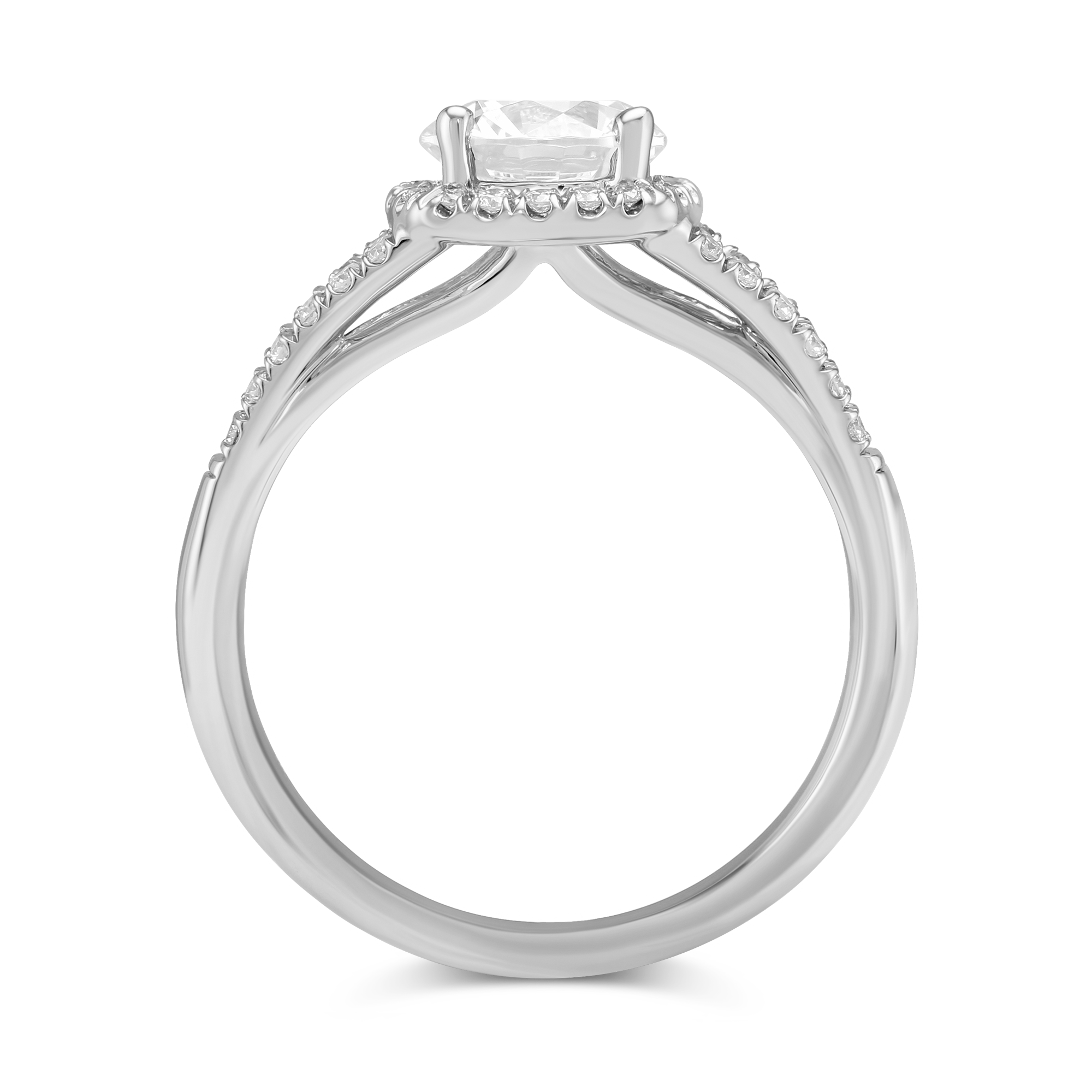White Gold Split Shank Diamond Halo Ring Setting