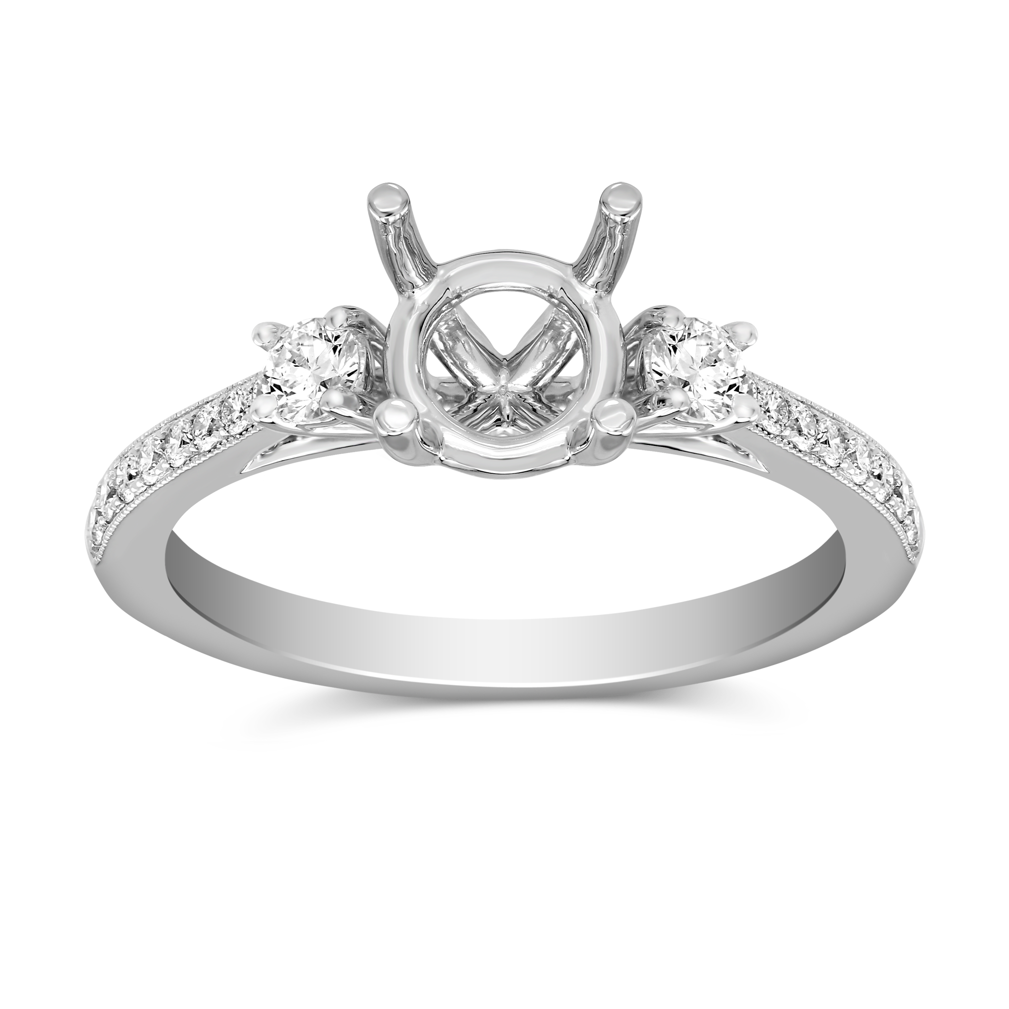 White Gold Prong Set Round Diamond Ring Setting