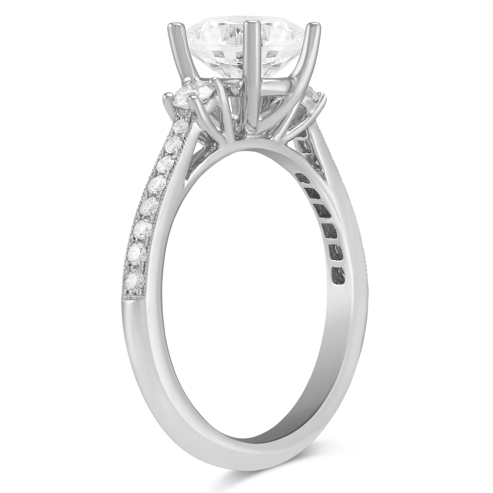 White Gold Prong Set Round Diamond Ring Setting