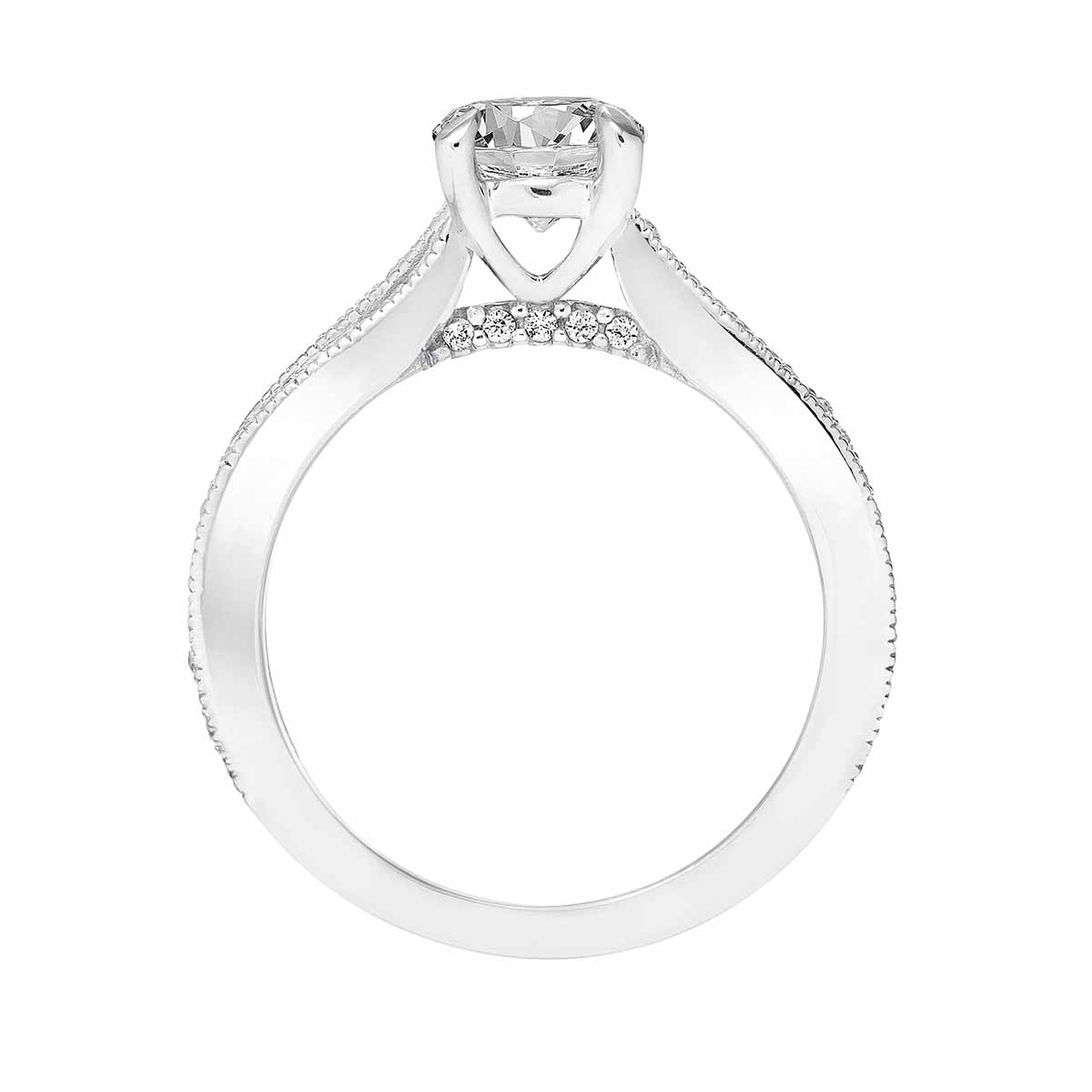 14K White Gold Split Shank Diamond Ring Setting