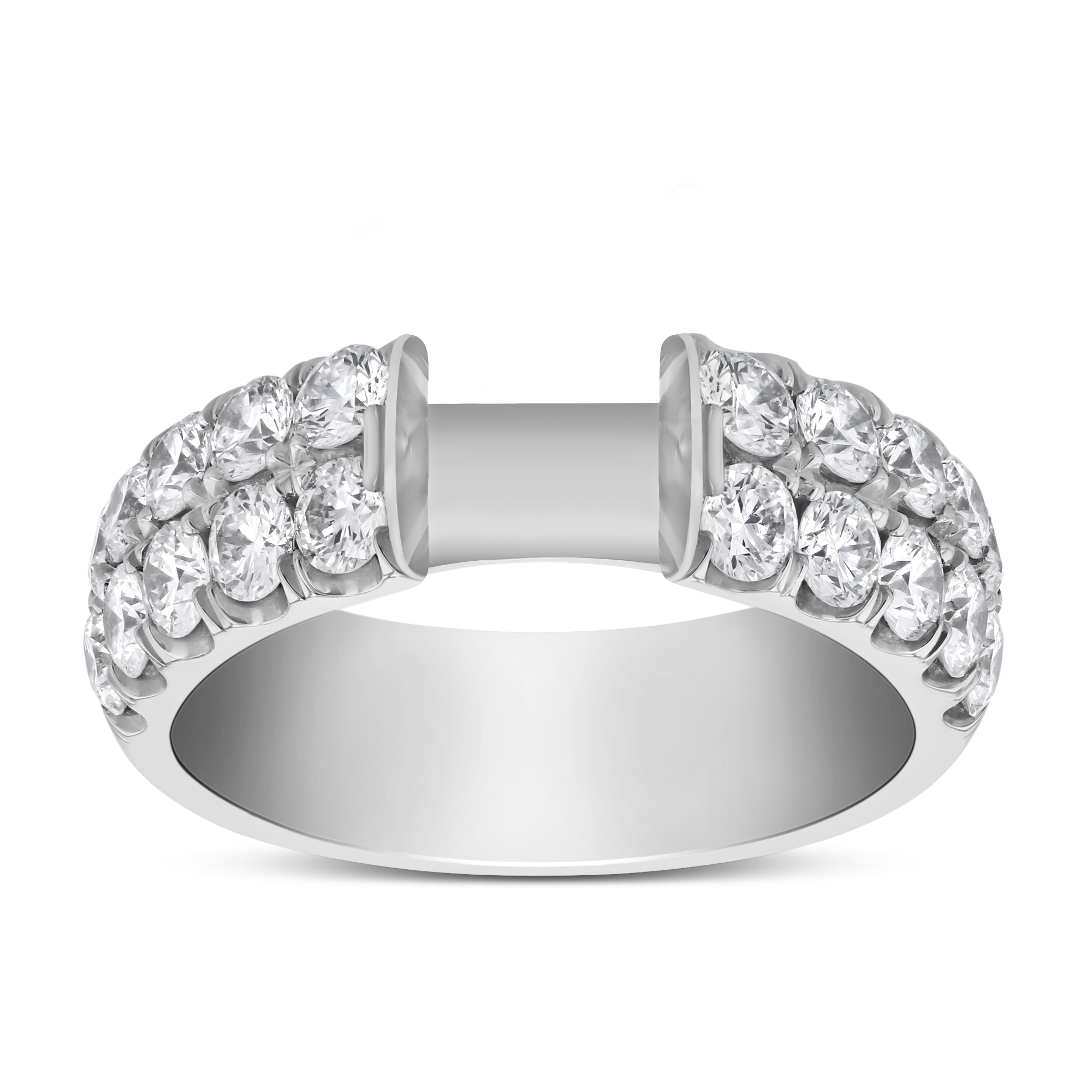 White Gold Two Row Diamond Engagement Ring Setting