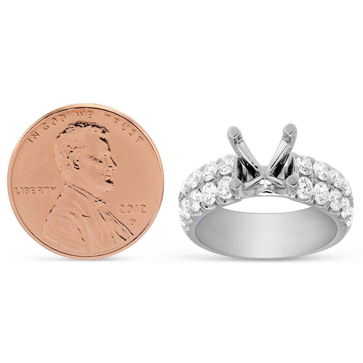 White Gold Two Row Diamond Engagement Ring Setting