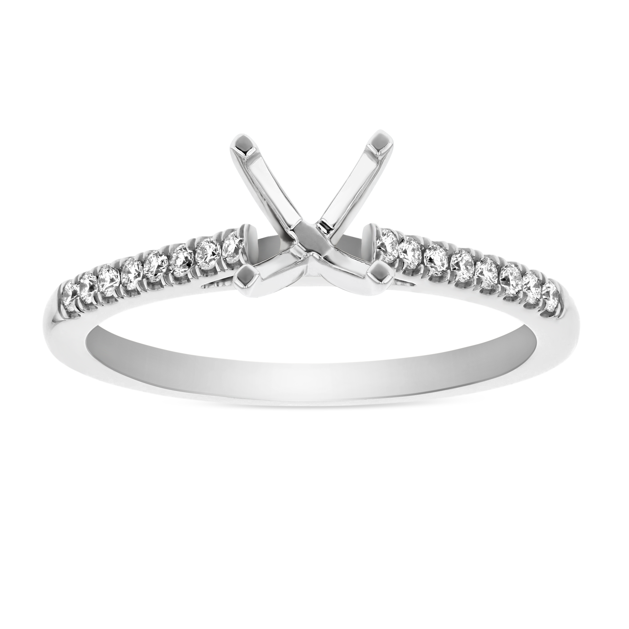 14K White Gold Prong Set Diamond Ring Mounting, 0.12cttw | Borsheims