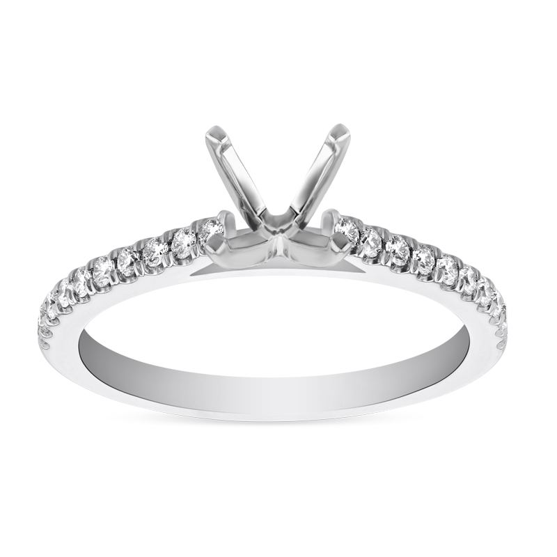 14K White Gold Prong Set Round Diamond Ring Setting