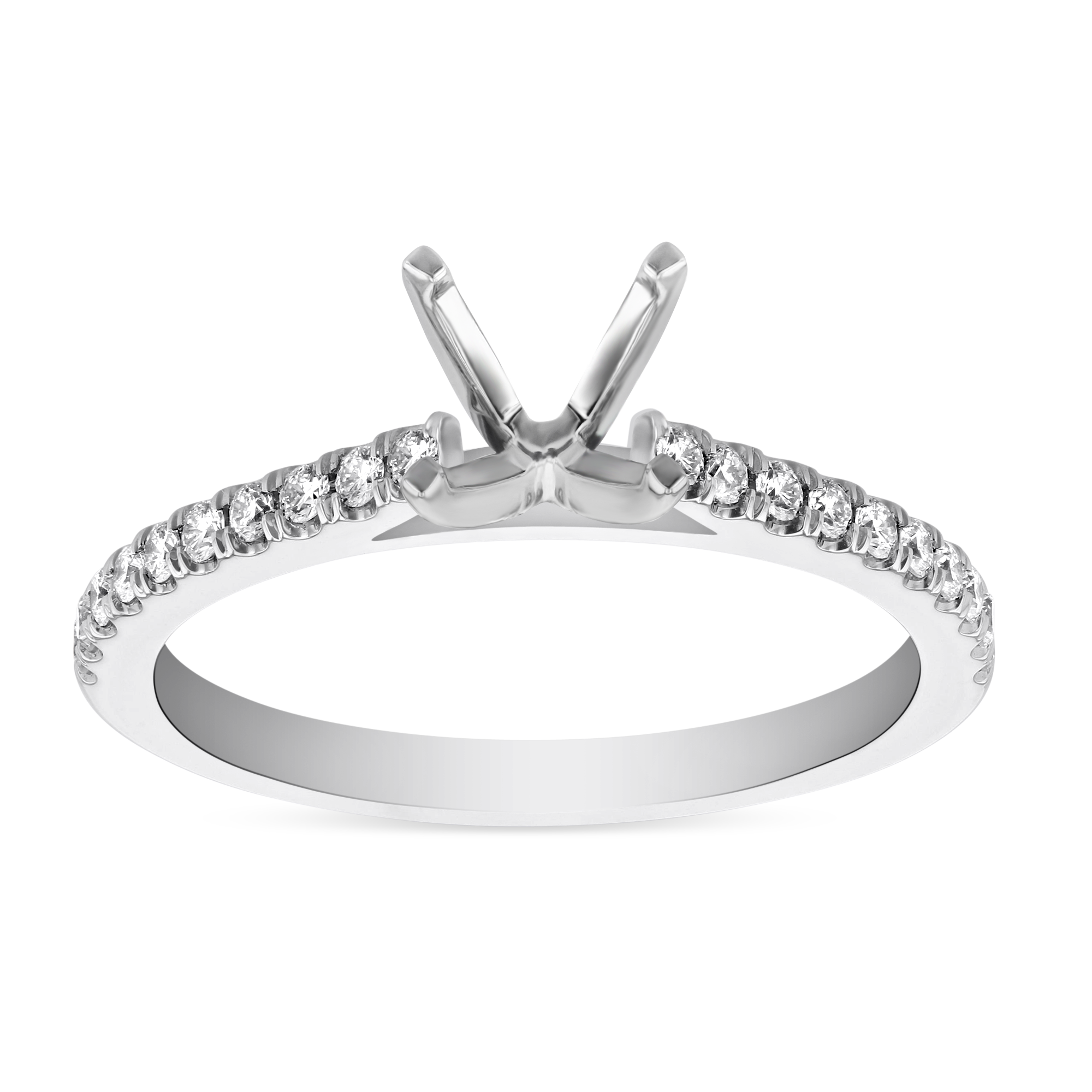 14K White Gold Prong Set Round Diamond Ring Setting