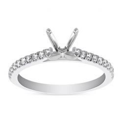 14K White Gold Prong Set Round Diamond Ring Setting