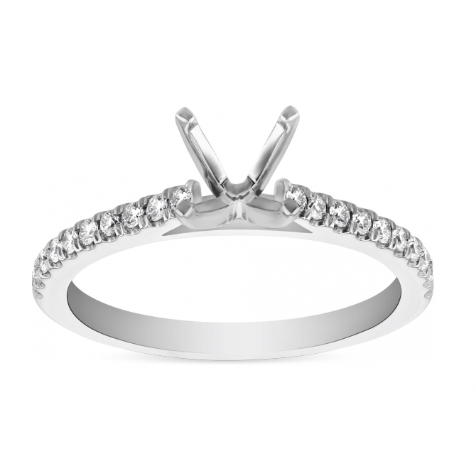 14K White Gold Prong Set Round Diamond Ring Setting