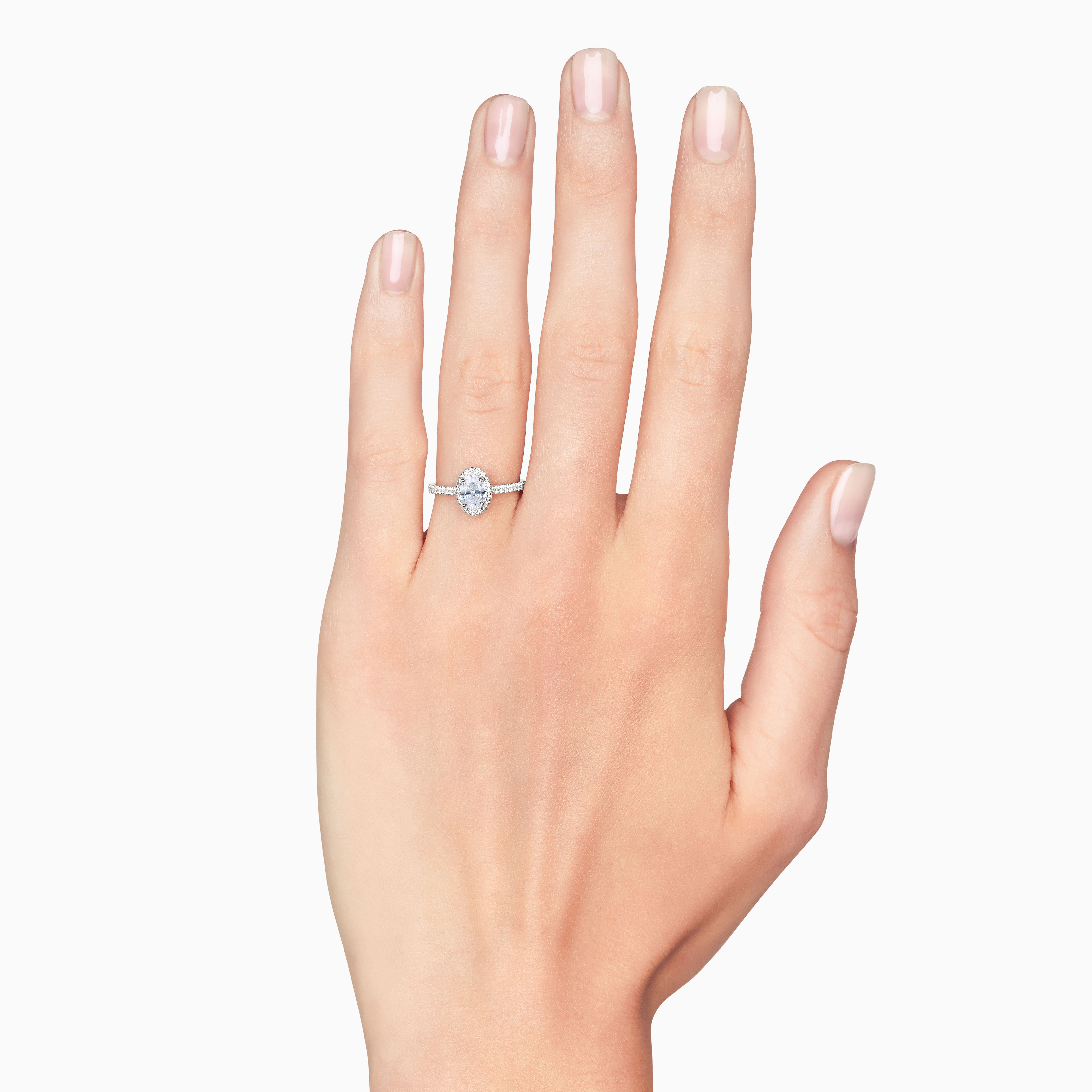 18K Gold Oval Diamond Halo & Pavé Shank Engagement Ring Setting