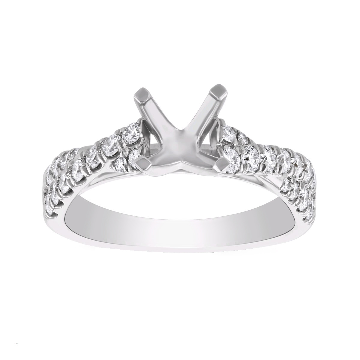 Diamond Criss Cross Shank Ring Setting in White Gold