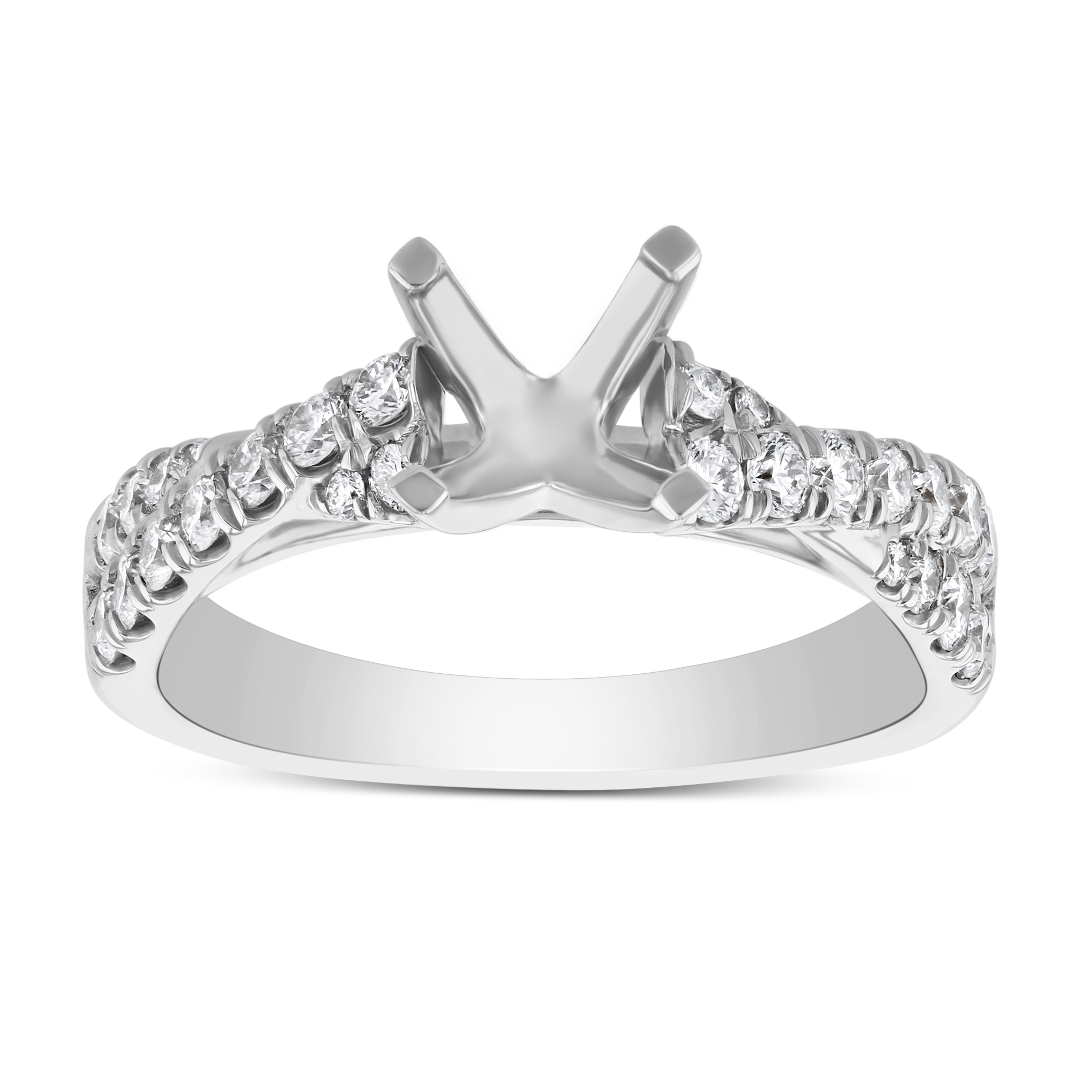 Diamond Criss Cross Shank Ring Setting in White Gold
