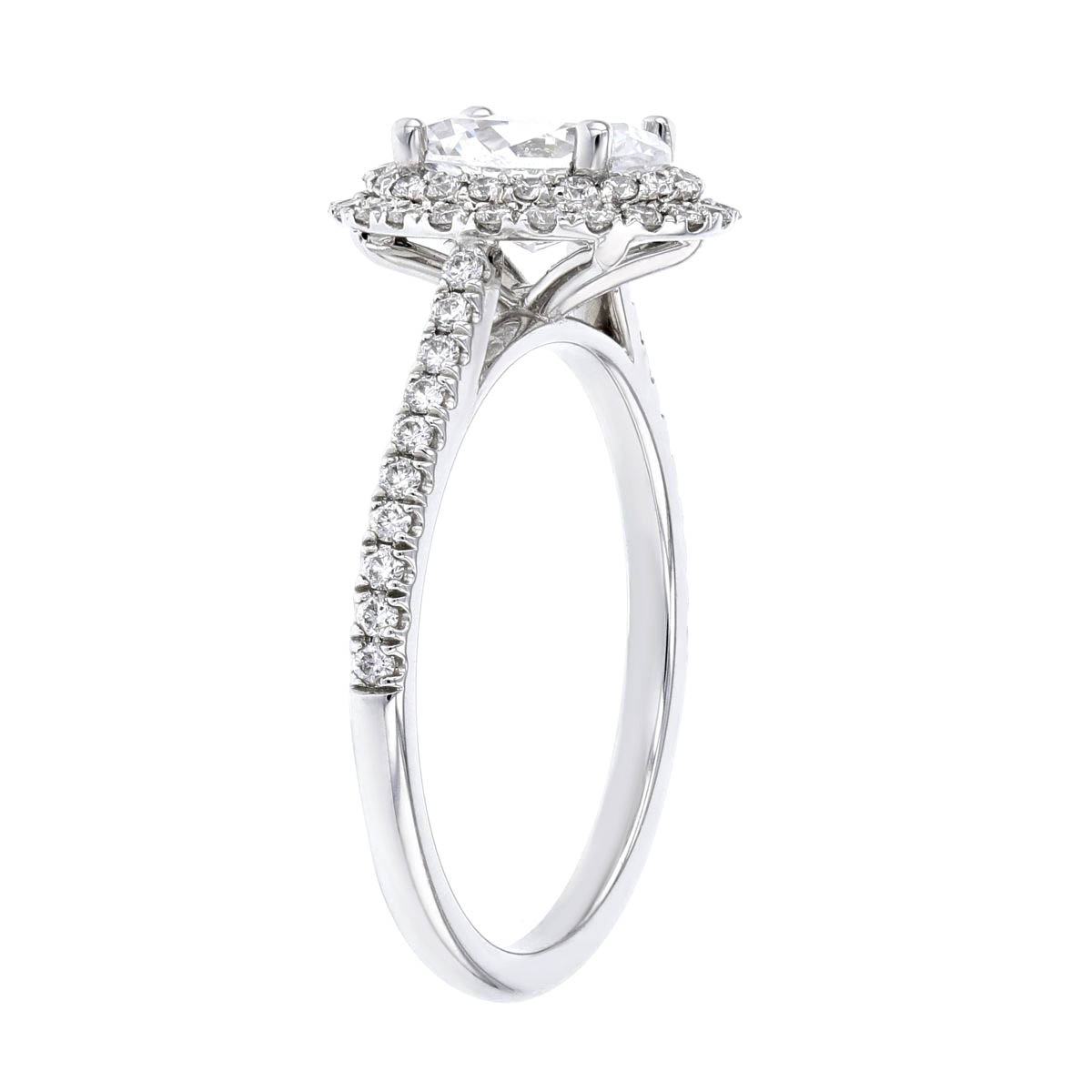 18K White Gold Oval Double Halo Diamond Ring Setting