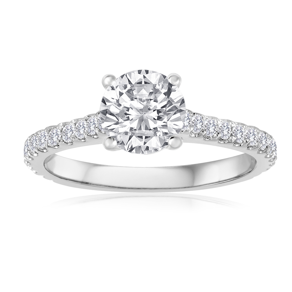 14k white gold diamond Pavé ring Setting, 0.66aptw
