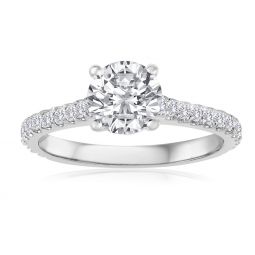 14k white gold diamond Pavé ring Setting, 0.66aptw