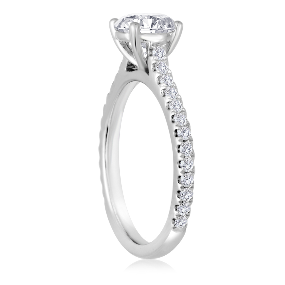 14k white gold diamond Pavé ring Setting, 0.66aptw