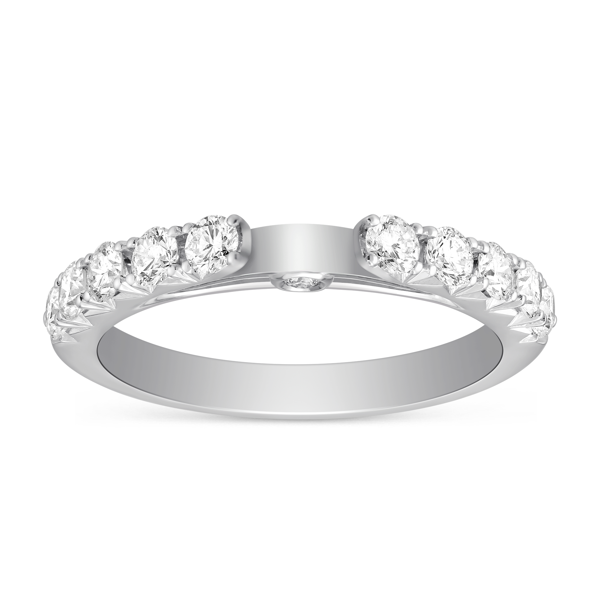 White Gold Prong Set Diamond Cathedral Ring Setting