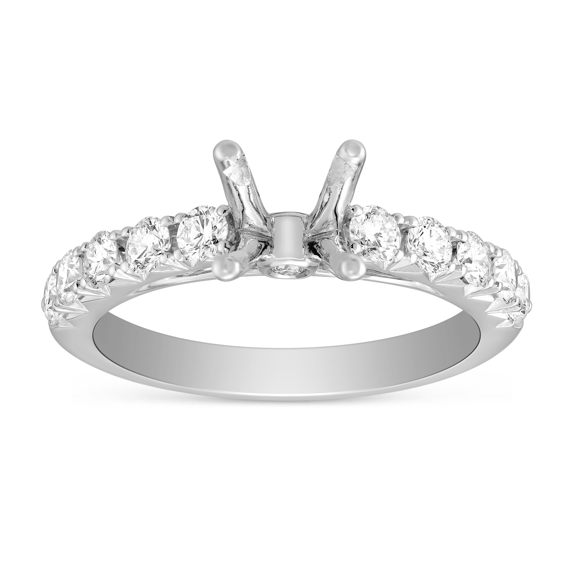 White Gold Prong Set Diamond Cathedral Ring Setting