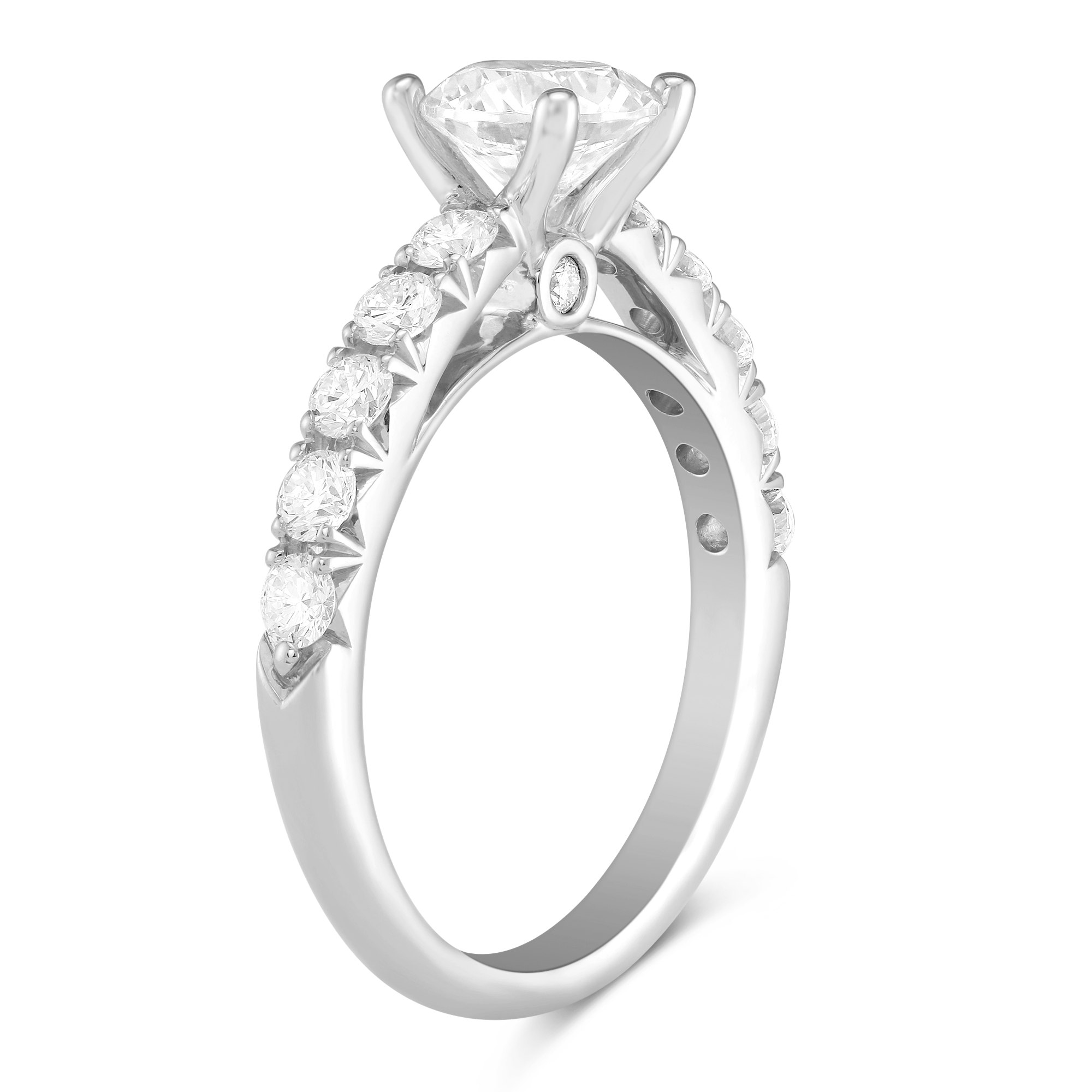White Gold Prong Set Diamond Cathedral Ring Setting