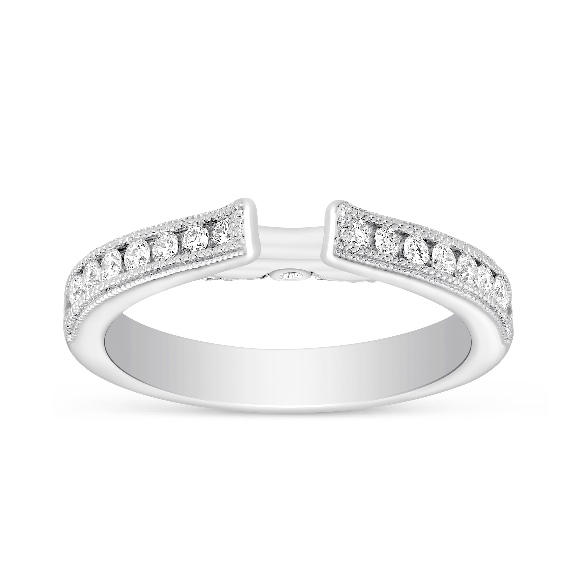 White Gold Channel Set Diamond Setting With Milgrain Edge