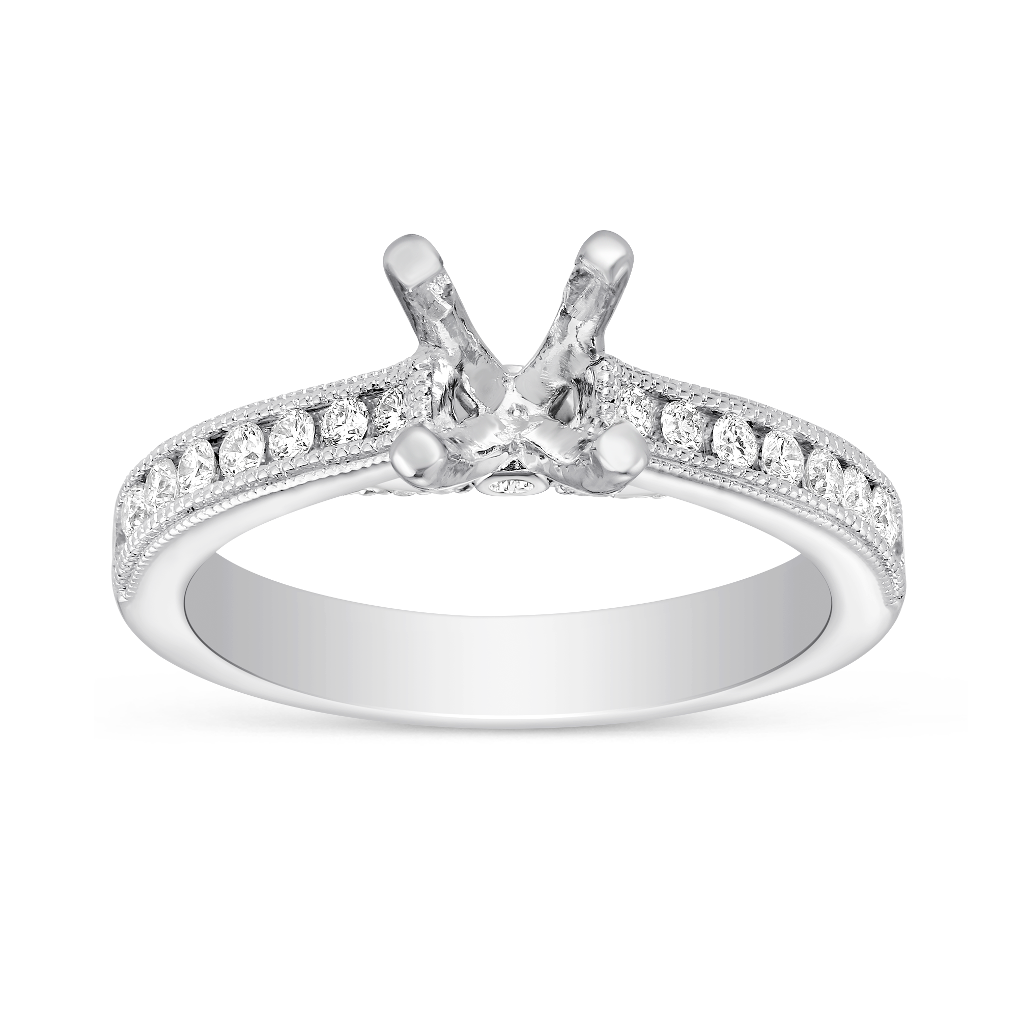White Gold Channel Set Diamond Setting With Milgrain Edge