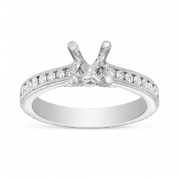 White Gold Channel Set Diamond Setting With Milgrain Edge