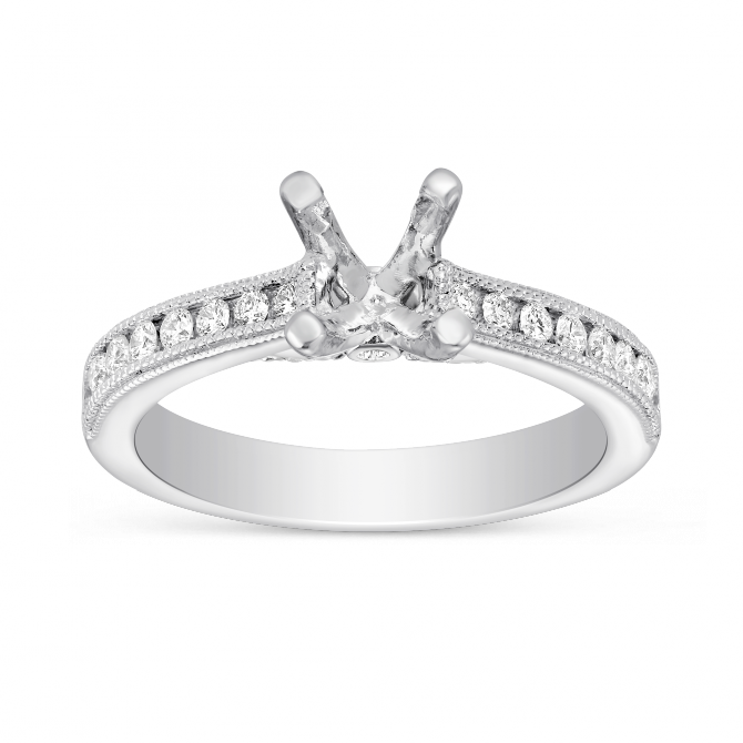 White Gold Channel Set Diamond Setting With Milgrain Edge