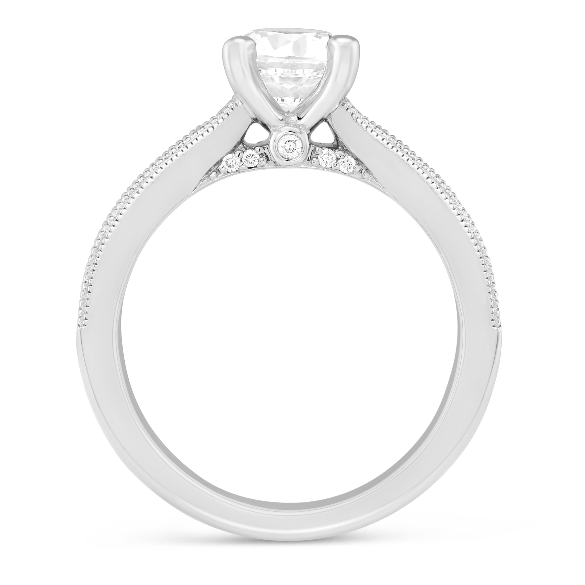 White Gold Channel Set Diamond Setting With Milgrain Edge