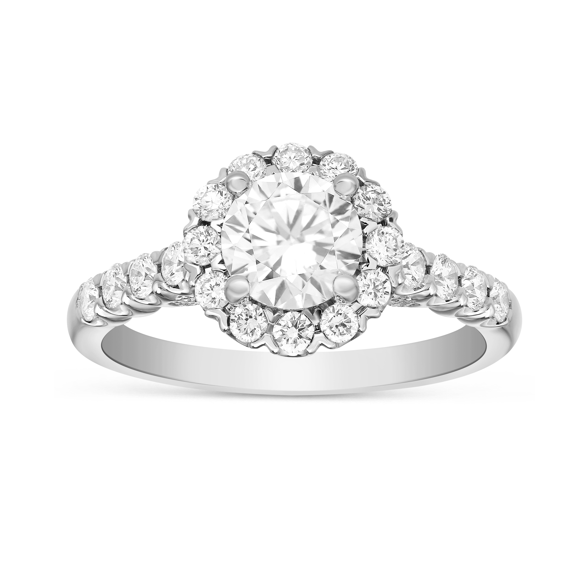 14K White Gold Prong Set Diamond Halo Ring Setting