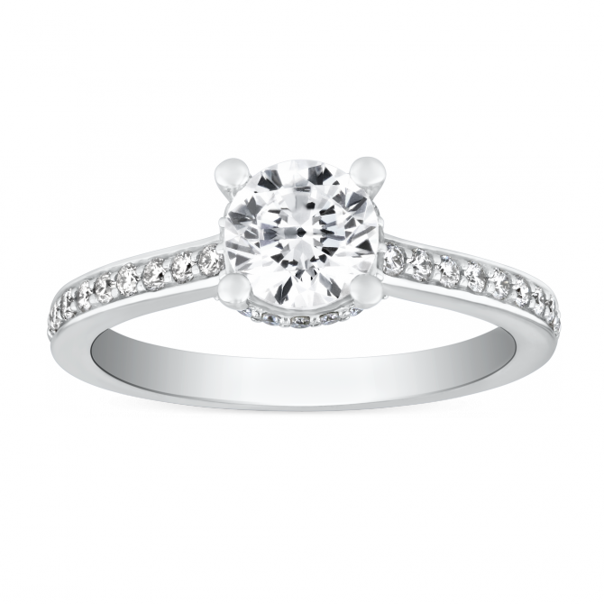 White Gold Diamond Ring Setting With Diamond Gallery, 0.35cttw