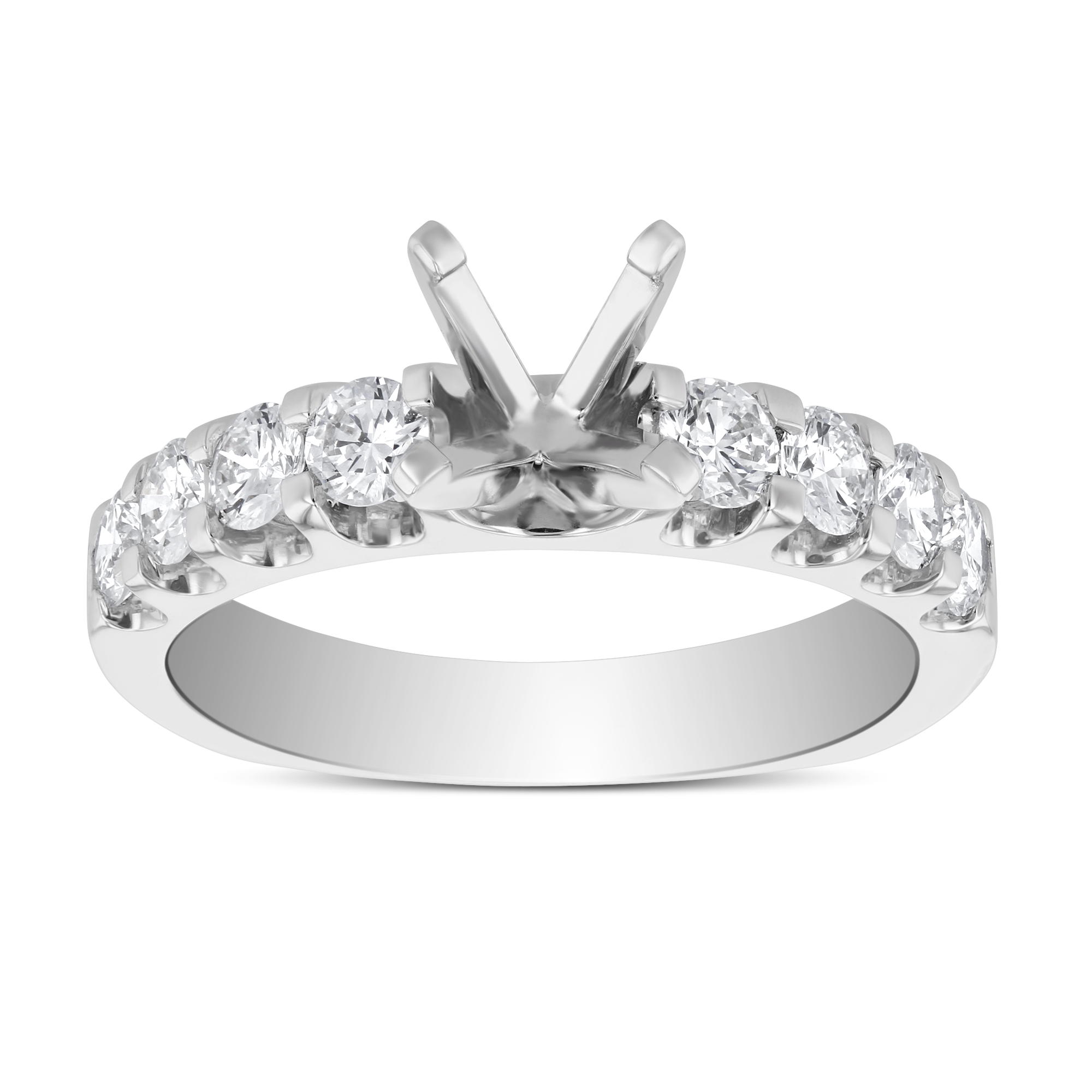 White Gold Diamond Ring Setting with Euro Shank, 0.80cttw