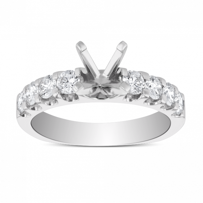 White Gold Diamond Ring Setting with Euro Shank, 0.80cttw
