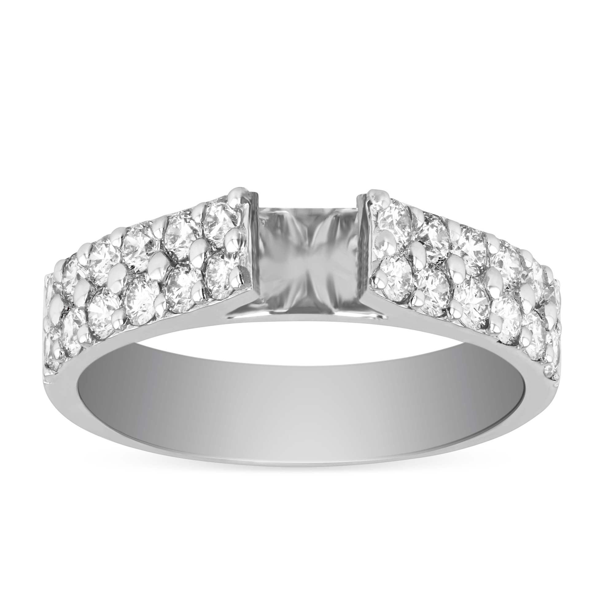 White Gold 2-Row Diamond Ring Setting